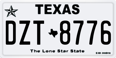 TX license plate DZT8776