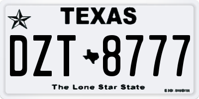 TX license plate DZT8777