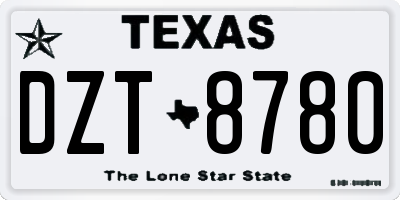 TX license plate DZT8780