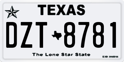 TX license plate DZT8781