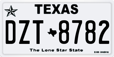 TX license plate DZT8782
