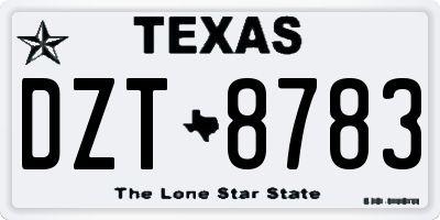 TX license plate DZT8783