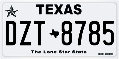 TX license plate DZT8785
