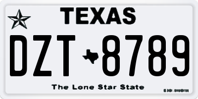 TX license plate DZT8789