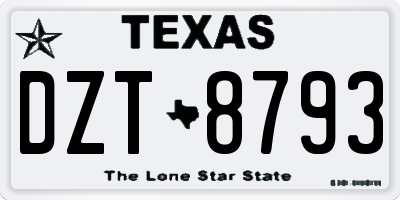 TX license plate DZT8793