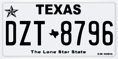 TX license plate DZT8796