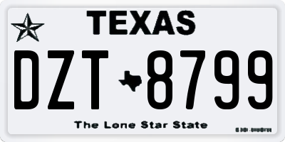 TX license plate DZT8799