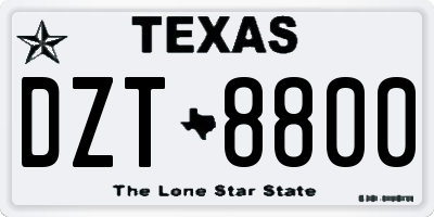 TX license plate DZT8800