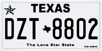TX license plate DZT8802