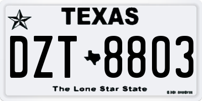 TX license plate DZT8803