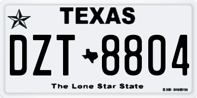 TX license plate DZT8804
