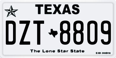 TX license plate DZT8809