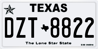 TX license plate DZT8822