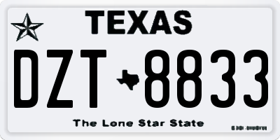 TX license plate DZT8833