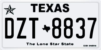 TX license plate DZT8837