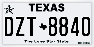 TX license plate DZT8840