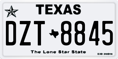 TX license plate DZT8845