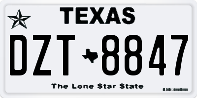 TX license plate DZT8847
