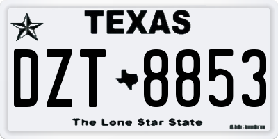 TX license plate DZT8853