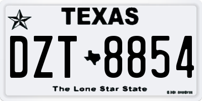 TX license plate DZT8854