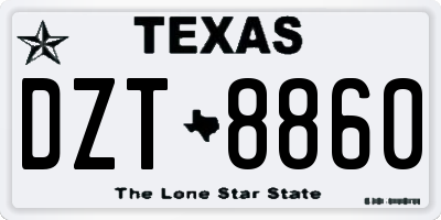 TX license plate DZT8860