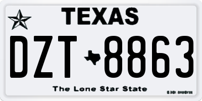 TX license plate DZT8863