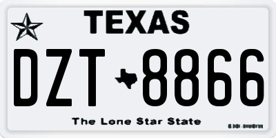 TX license plate DZT8866