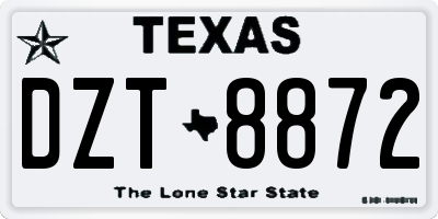 TX license plate DZT8872