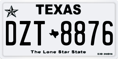 TX license plate DZT8876