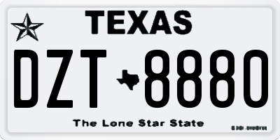 TX license plate DZT8880