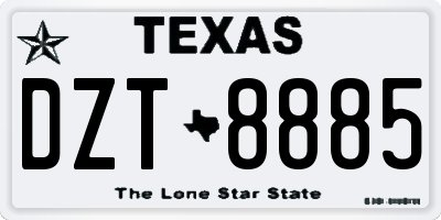 TX license plate DZT8885