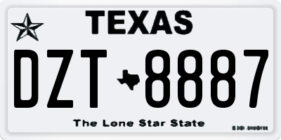 TX license plate DZT8887