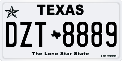 TX license plate DZT8889