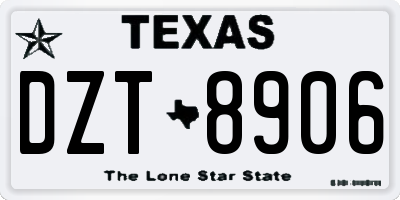 TX license plate DZT8906