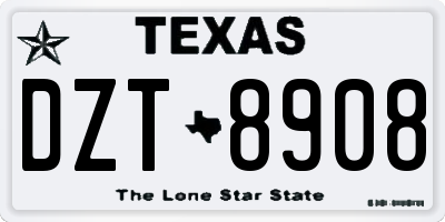 TX license plate DZT8908