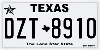 TX license plate DZT8910