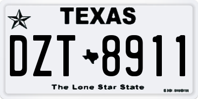TX license plate DZT8911