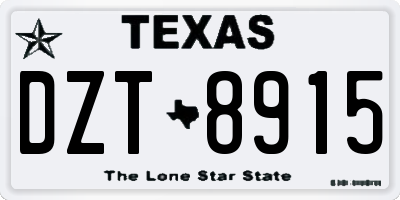 TX license plate DZT8915