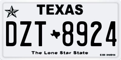 TX license plate DZT8924
