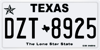 TX license plate DZT8925