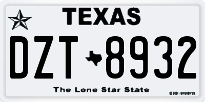 TX license plate DZT8932