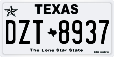 TX license plate DZT8937