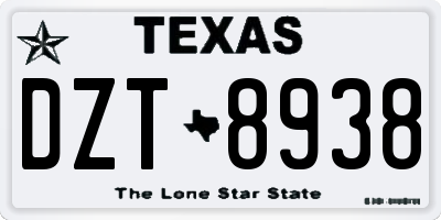 TX license plate DZT8938