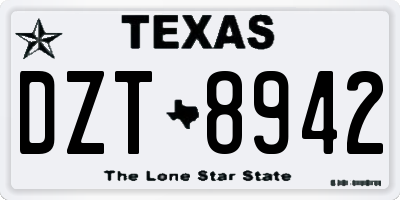 TX license plate DZT8942