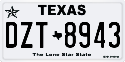 TX license plate DZT8943