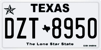 TX license plate DZT8950