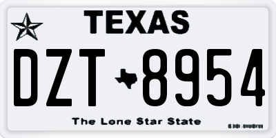 TX license plate DZT8954