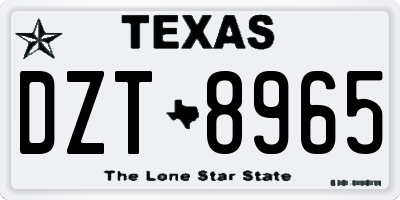 TX license plate DZT8965