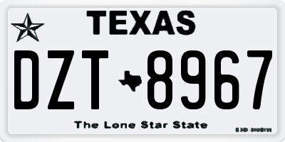 TX license plate DZT8967