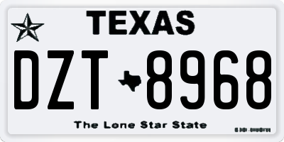TX license plate DZT8968